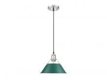 Golden 3306-M PW-GN - Orwell 10" Wide Medium Pendant in Pewter with Pine Green