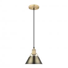 Golden 3306-S BCB-AB - Orwell BCB Small Pendant - 7" in Brushed Champagne Bronze with Aged Brass shade