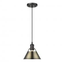Golden 3306-S BLK-AB - Orwell BLK Small Pendant - 7" in Matte Black with Aged Brass shade