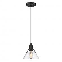 Golden 3306-S BLK-CLR - Orwell BLK Small Pendant - 7" in Matte Black with Clear Glass