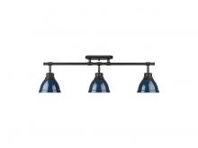 Golden 3602-3SF BLK-NVY - Duncan 3-Light Semi-Flush - Track Light in Matte Black with Matte Navy