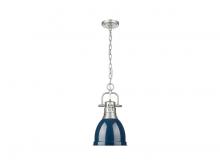 Golden 3602-S PW-NVY - Duncan Small Pendant with Chain in Pewter with Matte Navy