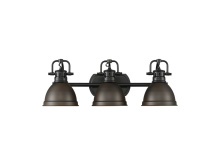 Golden 3602-BA3 BLK-RBZ - Duncan 3-Light Bath Vanity in Matte Black with Rubbed Bronze