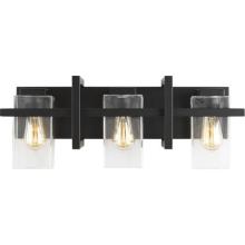 Generation Lighting 4441503-112 - Mitte transitional 3-light indoor dimmable bath vanity wall sconce in midnight black finish with cle