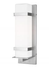 Generation Lighting 8620701-04 - Alban modern 1-light outdoor exterior medium square wall lantern in satin aluminum silver finish wit