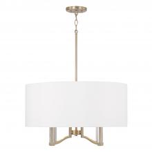 Capital 357041MA - 4-Light Pendant in Matte Brass with Clear Acrylic Accents and White Fabric Shade