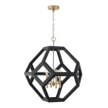 Capital 358441KM - 24" W x 28" H 4-Light Geometric Orb Pendant in Matte Brass with Handcrafted Mango Wood