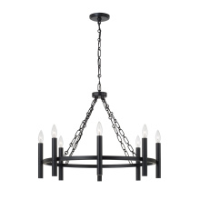 Capital 462081MB - 28" W x 21" H 8-Light Ring Chandelier in Matte Black with Cylindrical Candlesticks