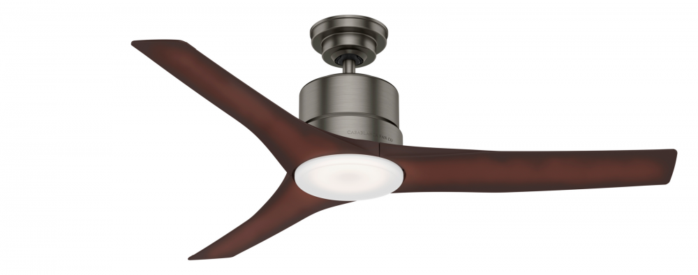 Casablanca 52 inch Piston Brushed Slate Damp Rated Ceiling Fan with LED LT Kit and Handheld Remote