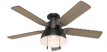 Hunter 59310 - Hunter 52 in Mill Valley Matte Black Low Profile Damp Rated Ceiling Fan with LED LT Kit & Pull Chain