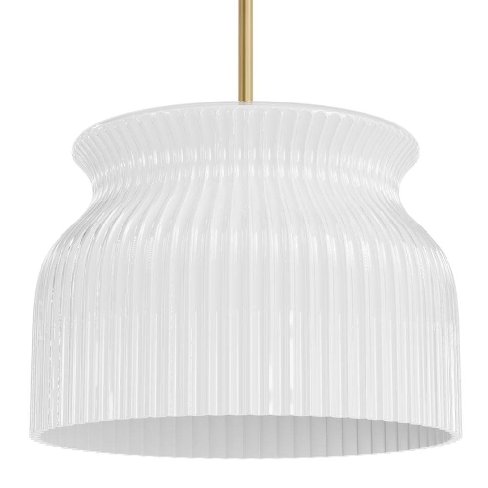 Hunter Harlowe Luxe Gold with Cased White Glass 1 Light Pendant Ceiling Light Fixture