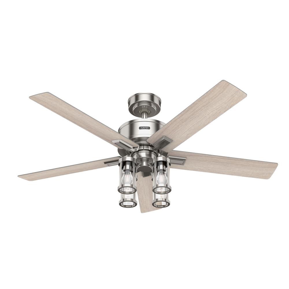 Hunter 52 inch Astwood II Brushed Nickel Ceiling Fan with LED Light Kit and Handheld Remote