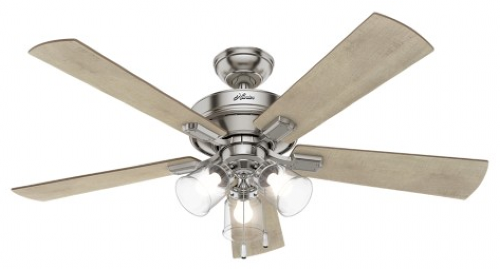 Hunter 52 inch Crestfield Brushed Nickel Ceiling Fan with LED Light Kit and Pull Chain