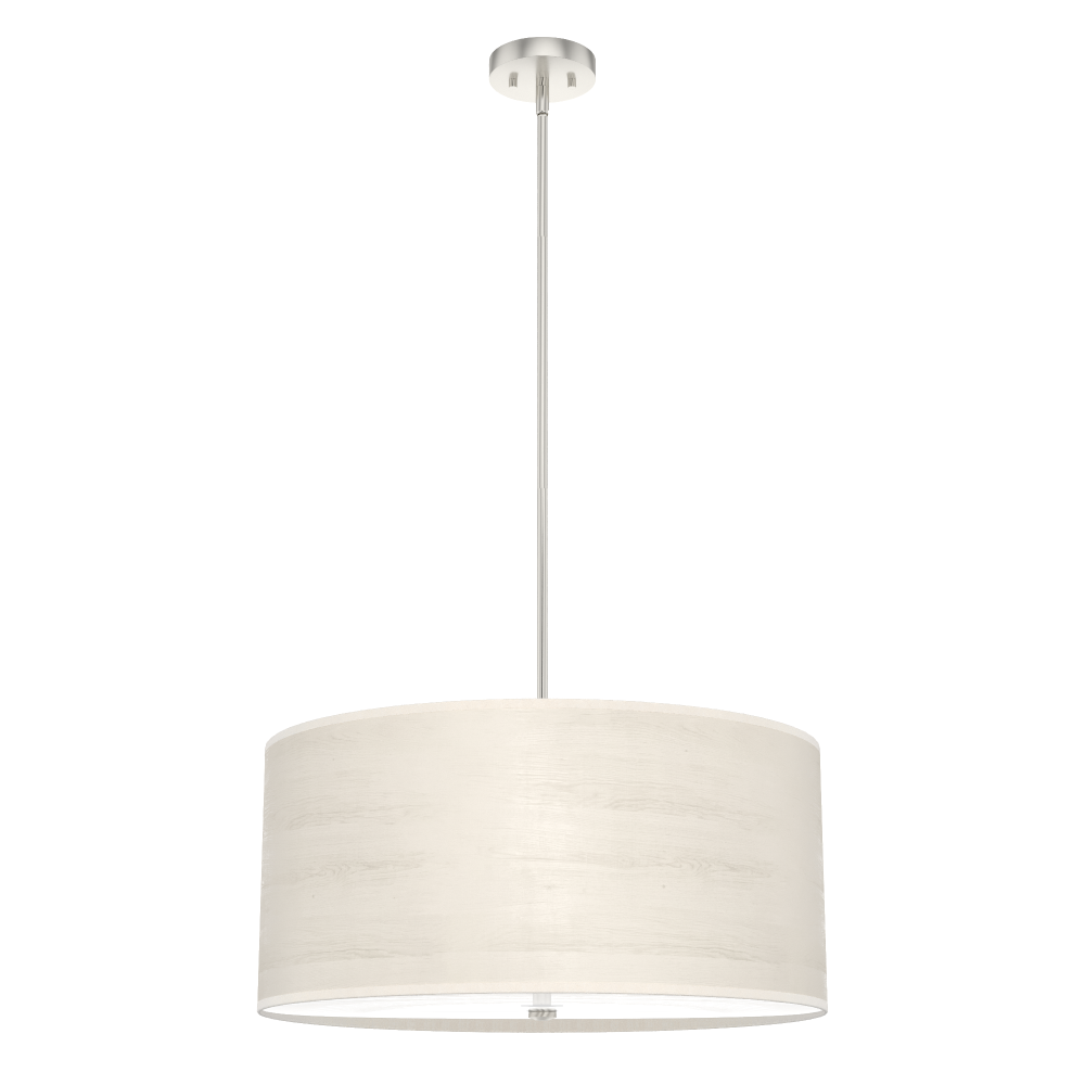 Brushed Nickel with Painted Cased White Glass 4 Light Pendant Ceiling Light Fixture