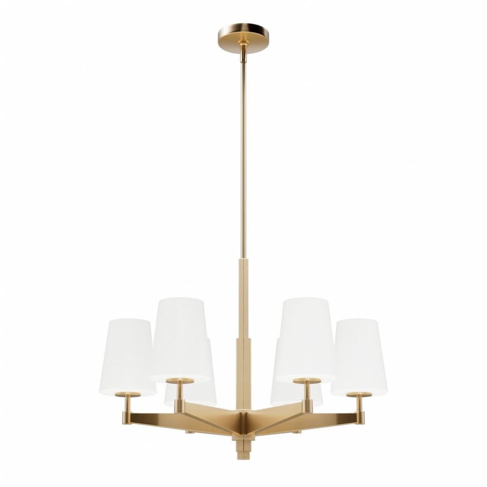 Hunter Nolita Alturas Gold with Cased White Glass 6 Light Chandelier Ceiling Light Fixture