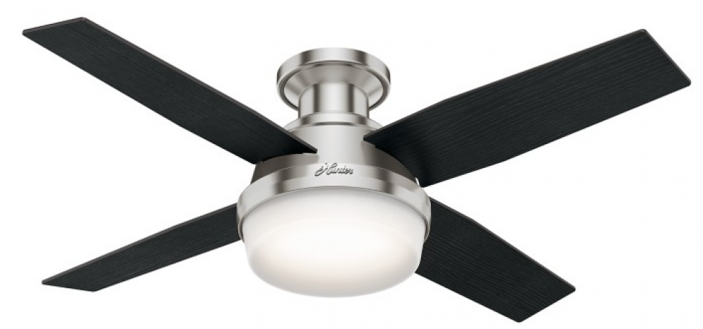 Hunter 44 inch Dempsey Brushed Nickel Low Profile Ceiling Fan with LED Light Kit and Handheld Remote