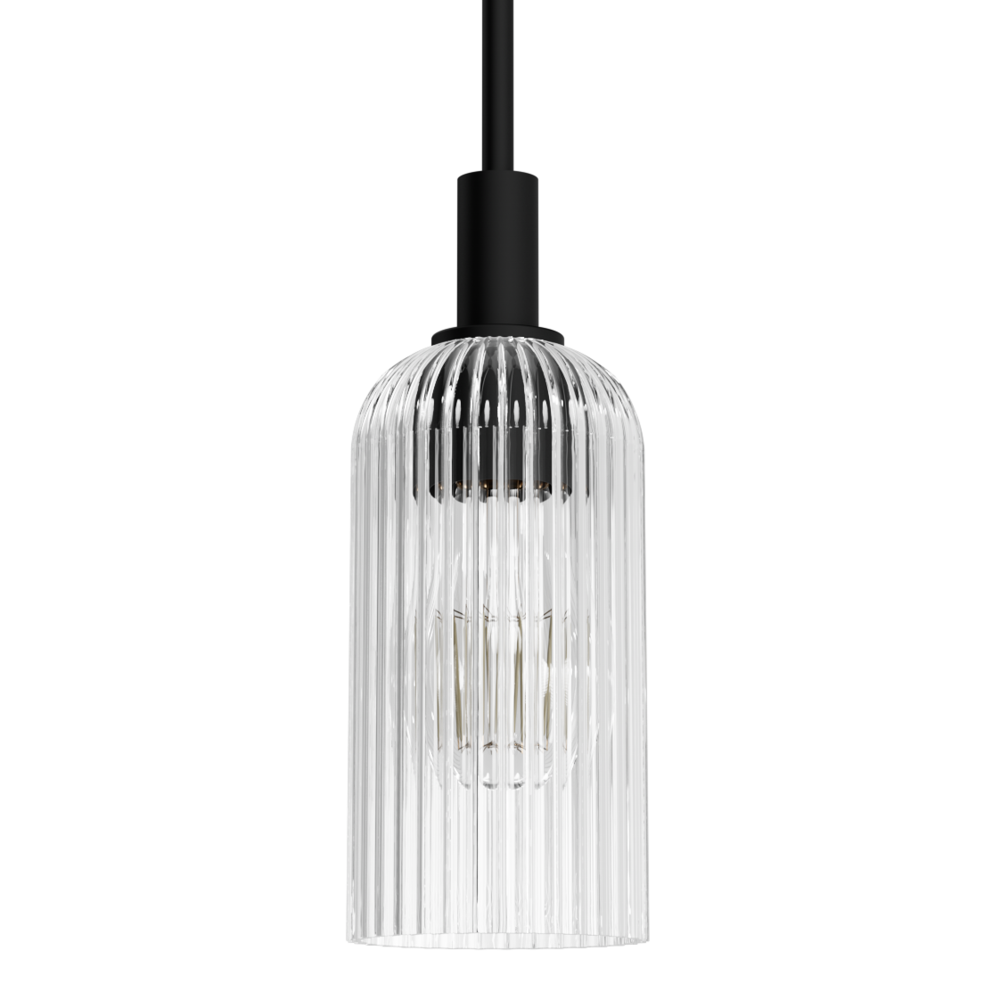 Hunter Beverly Glen Matte Black with Clear Glass 1 Light Pendant Ceiling Light Fixture