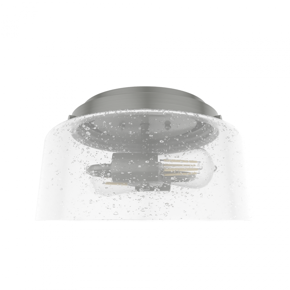 Hunter Hartland Brushed Nickel with Seeded Glass 2 Light Flush Mount Ceiling Light Fixture