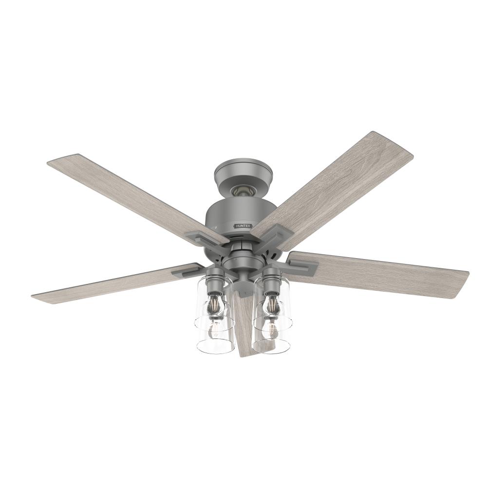 Hunter 52 inch Techne Wi-Fi HunterExpress Matte Silver Ceiling Fan with LED Light Kit