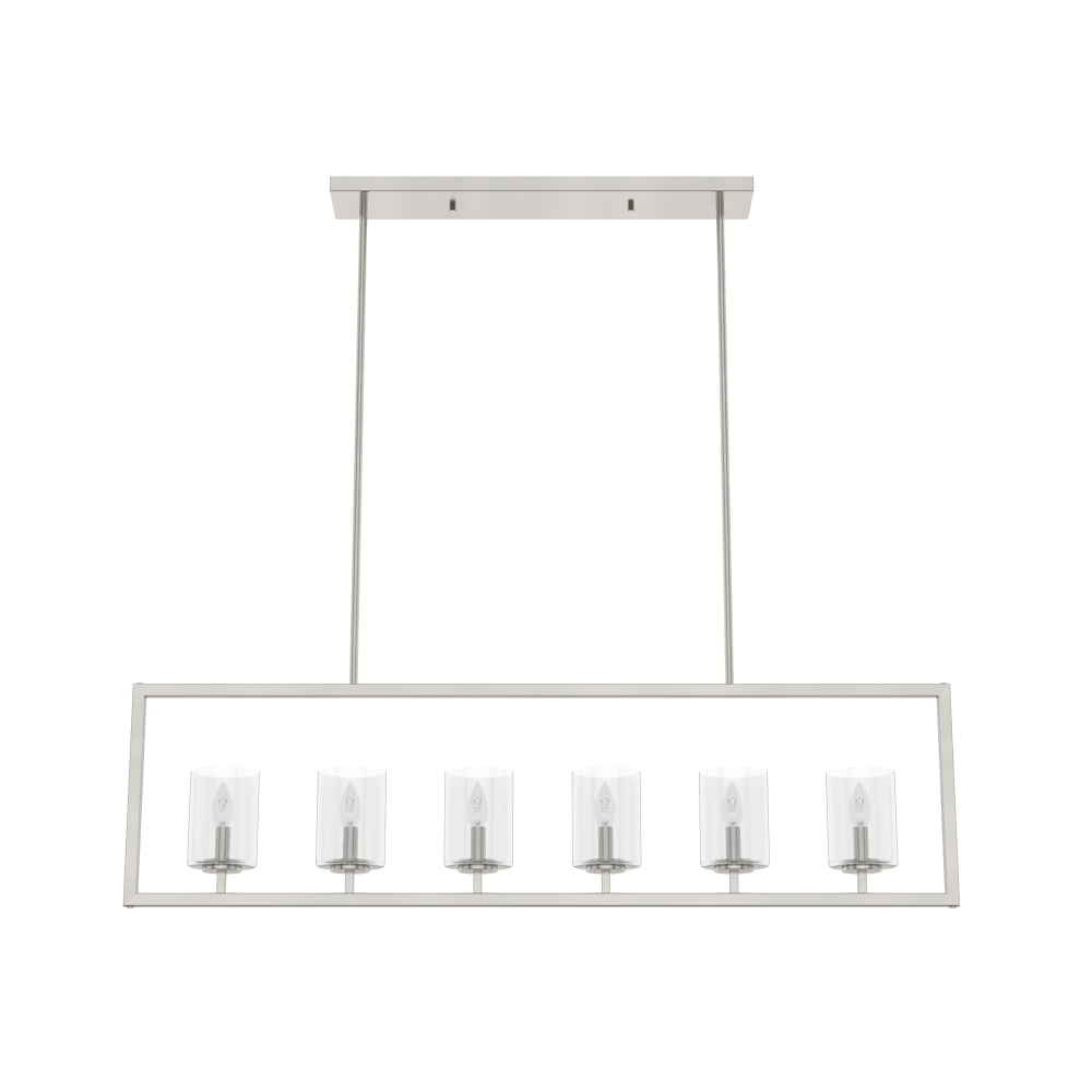 Hunter Kerrison Brushed Nickel with Seeded Glass 6 Light Chandelier Ceiling Light Fixture