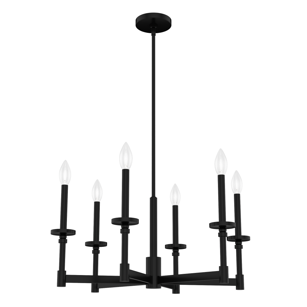 Hunter Briargrove Matte Black 6 Light Chandelier Ceiling Light Fixture