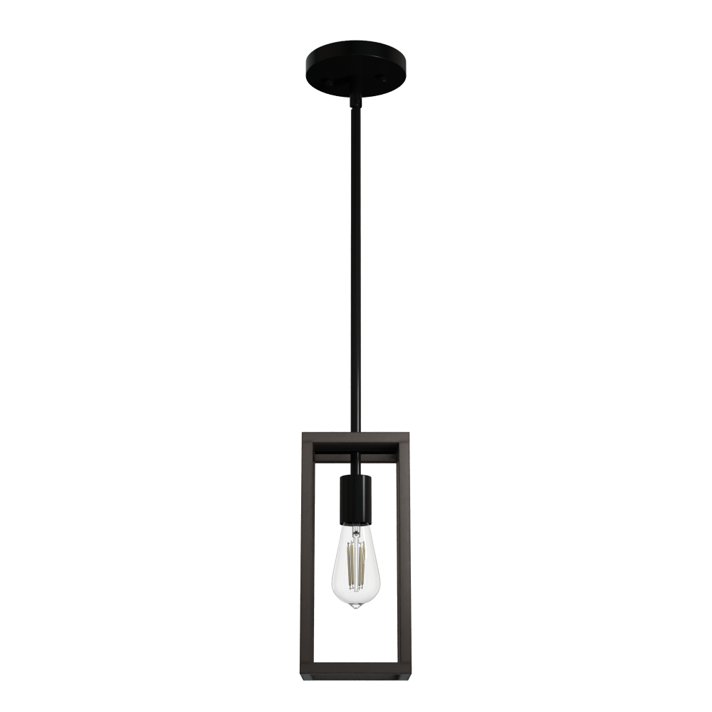 Hunter Squire Manor Matte Black and Dark Ash 1 Light Small Pendant Ceiling Light Fixture