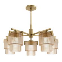 Hunter 13138 - Hunter Ontario Luxe Gold with Amber Glass 5 Light Chandelier Ceiling Light Fixture