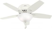 Hunter 51080 - Hunter 42 inch Newsome Fresh White Low Profile Ceiling Fan with LED Light Kit and Pull Chain