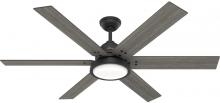 Hunter 51474 - Hunter 60 inch Warrant Matte Black Ceiling Fan with LED Light Kit and Wall Control