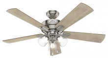Hunter 54206 - Hunter 52 inch Crestfield Brushed Nickel Ceiling Fan with LED Light Kit and Pull Chain