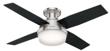 Hunter 59243 - Hunter 44 inch Dempsey Brushed Nickel Low Profile Ceiling Fan with LED Light Kit and Handheld Remote