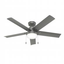 Hunter 51682 - Hunter 52 in Sea Point Matte Silver WeatherMax Indoor/Outdoor Ceiling Fan w/ LED LT Kit & Pull Chain