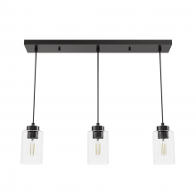 Hunter 13070 - Hunter Hartland Noble Bronze with Seeded Glass 3 Light Pendant Cluster Ceiling Light Fixture