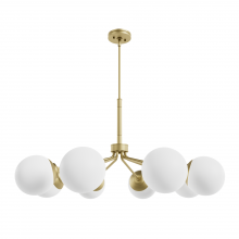 Hunter 19853 - Hunter Hepburn Modern Brass with Cased White Glass 8 Light Chandelier Ceiling Light Fixture