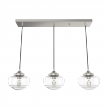 Hunter 19497 - Hunter Saddle Creek Brushed Nickel with Seeded Glass 3 Light Pendant Cluster Ceiling Light Fixture