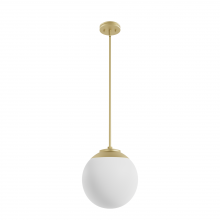 Hunter 19847 - Hunter Hepburn Modern Brass with Cased White Glass 1 Light Pendant Ceiling Light Fixture