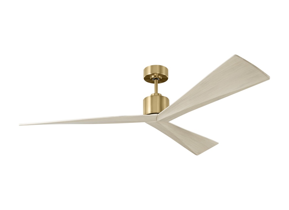 Adler 60 Ceiling Fan in Burnished Brass with Washed White Oak Blades