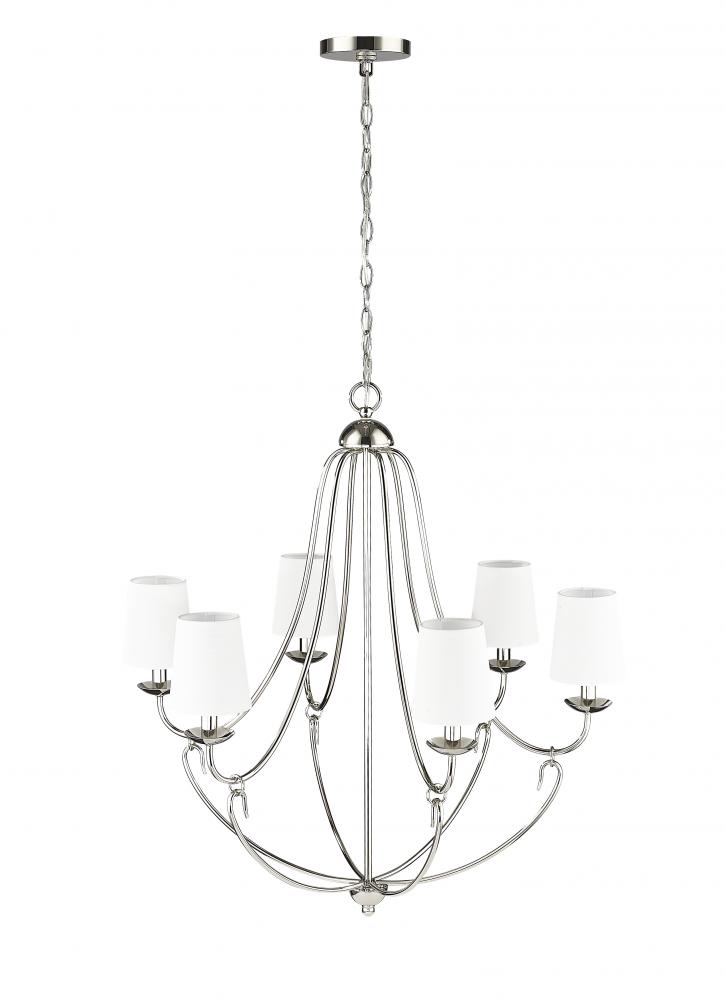 Eisley 6-Light Chandelier Ceiling Light Polished Nickel