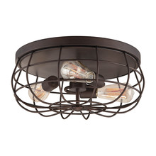 Millennium 5323-RBZ - Neo-Industrial 3-Light Flushmount Ceiling Light Rubbed Bronze