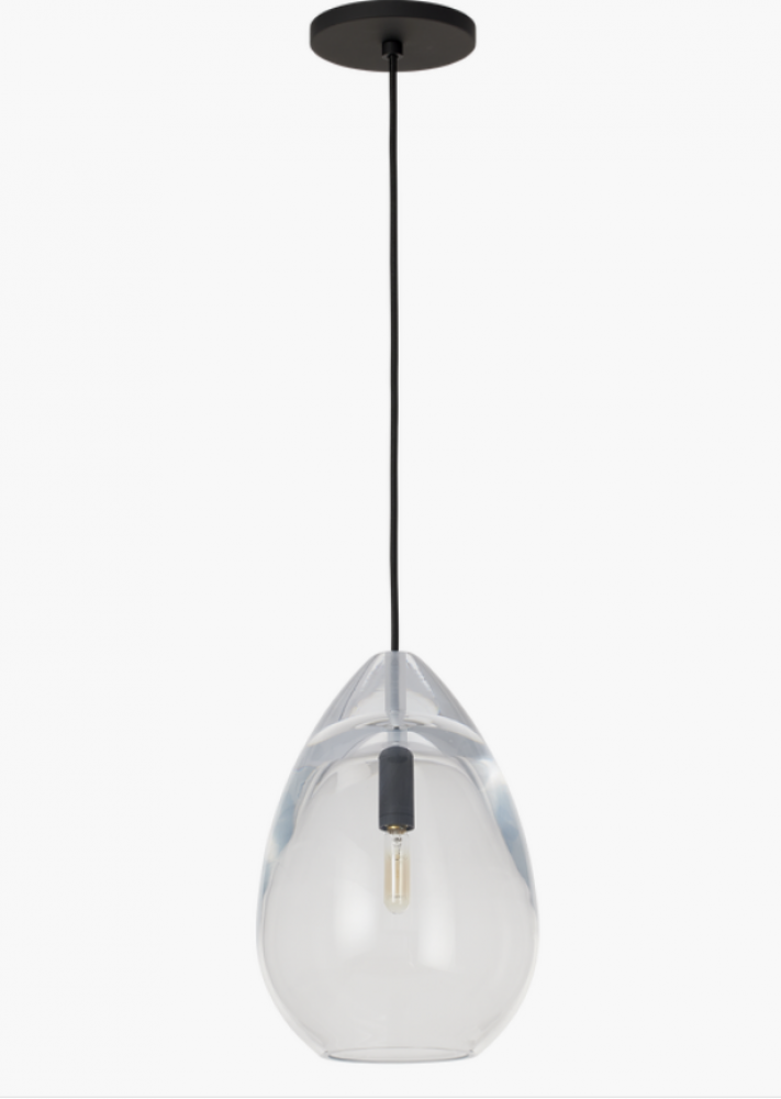 Sean Lavin Alina 1-LT dimmable medium accent pendant with nightshade black finish and glass shade