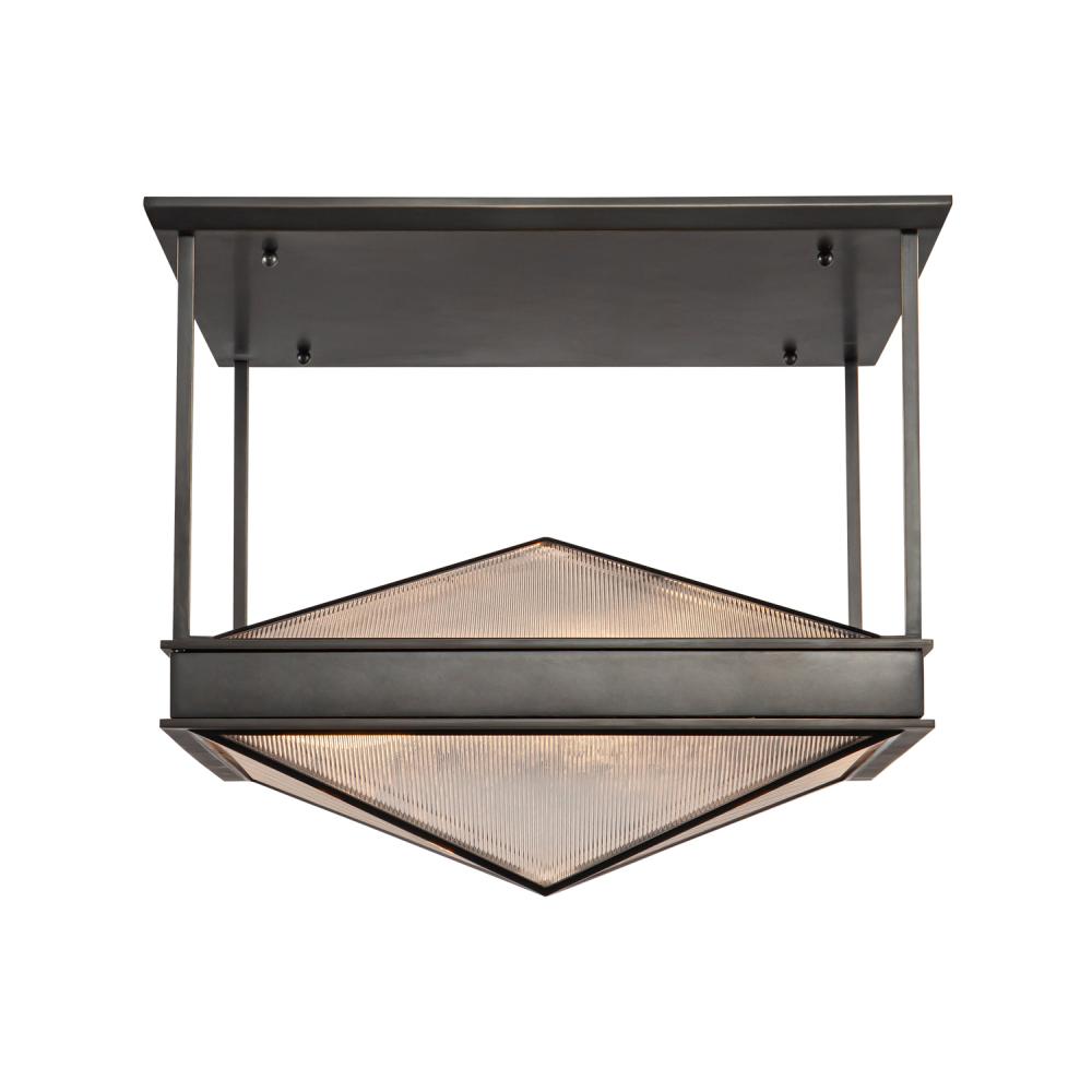 Cairo 19-in Ribbed Glass/Urban Bronze 4 Lights Semi Flush Mount