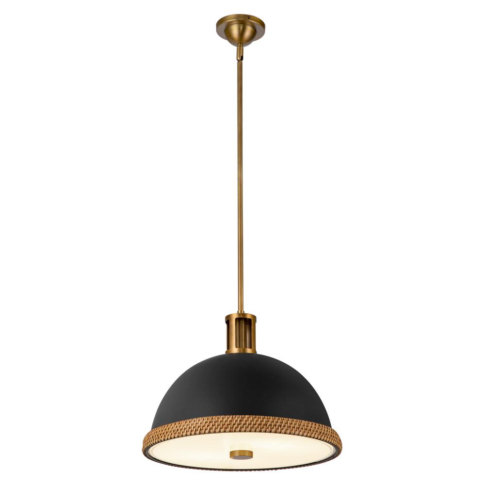 Doral 16-in Matte Black/Vintage Brass 2 Lights Pendant