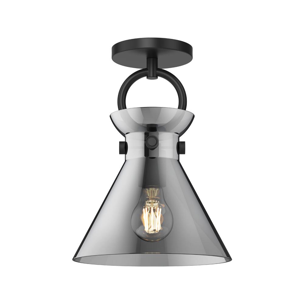 Emerson 9-in Matte Black/Smoked 1 Light Semi Flush Mount