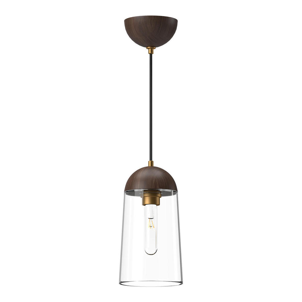 Emil 6-in Aged Gold/Walnut 1 Light Pendant