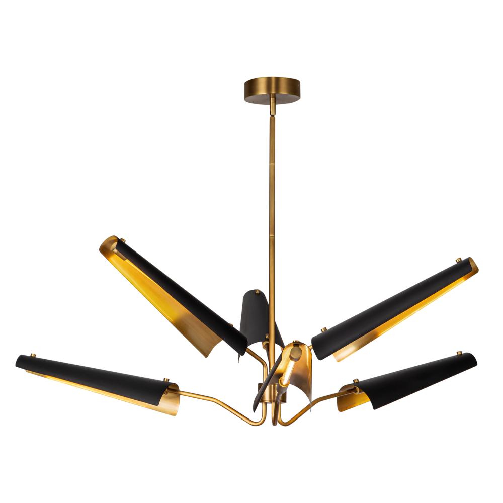 Osorio 46-in Matte Black/Vintage Brass LED Chandeliers