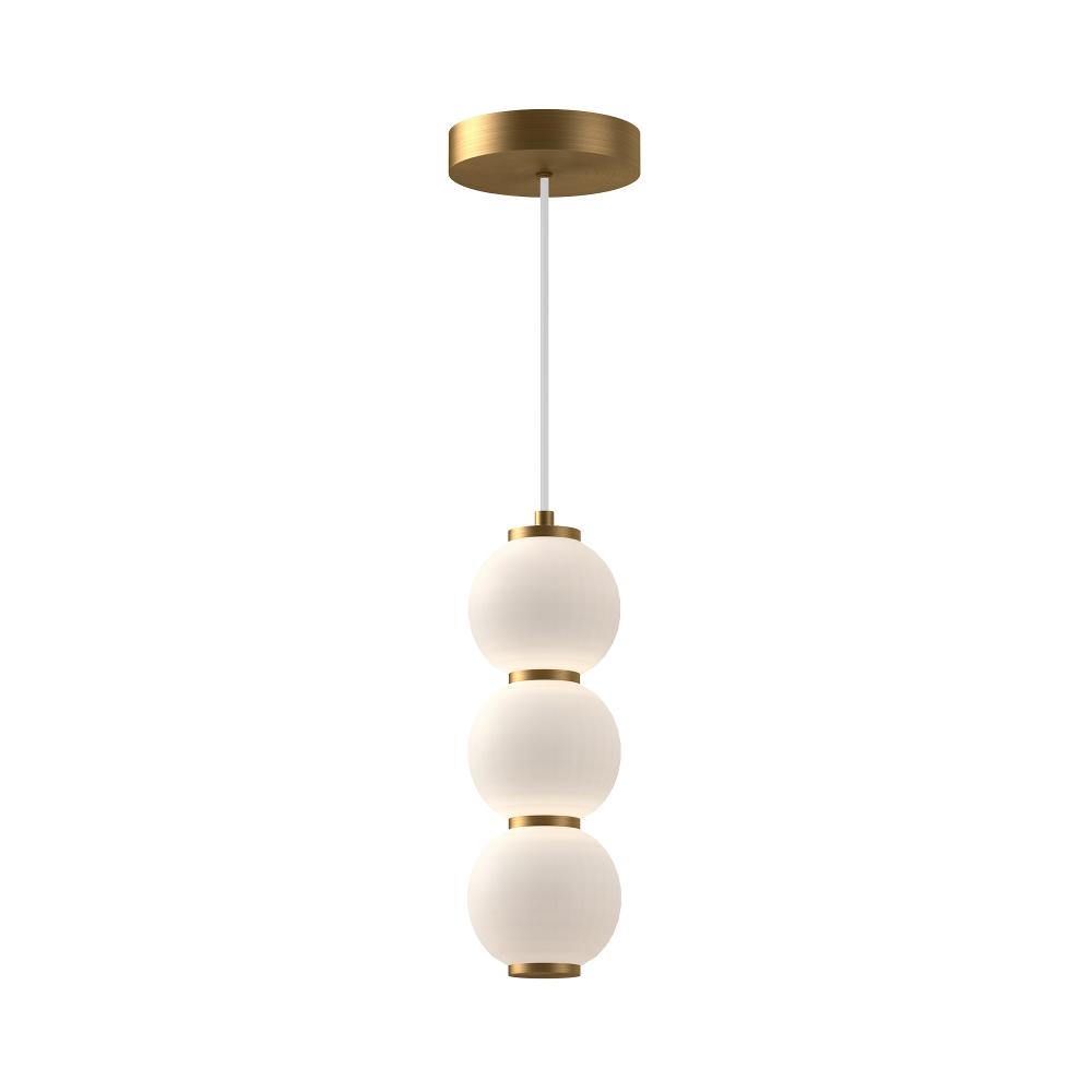 Bijou 7-in Aged Gold/Opal Matte Glass LED Pendant