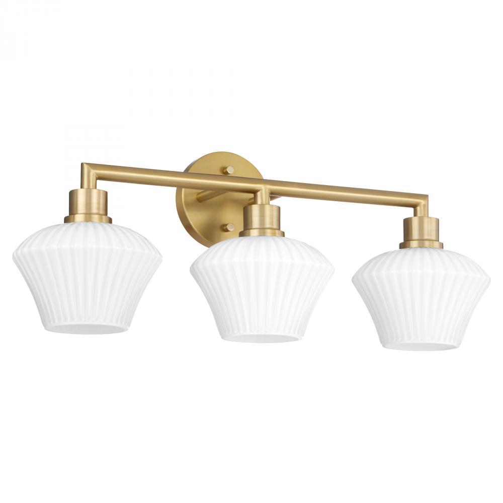 Cassini 3 Light Vanity, Aged Brass