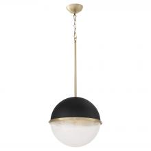 Quorum 82-14-6980 - 14 inches Milky Glass Sphere, Textured Black, Aged Brass