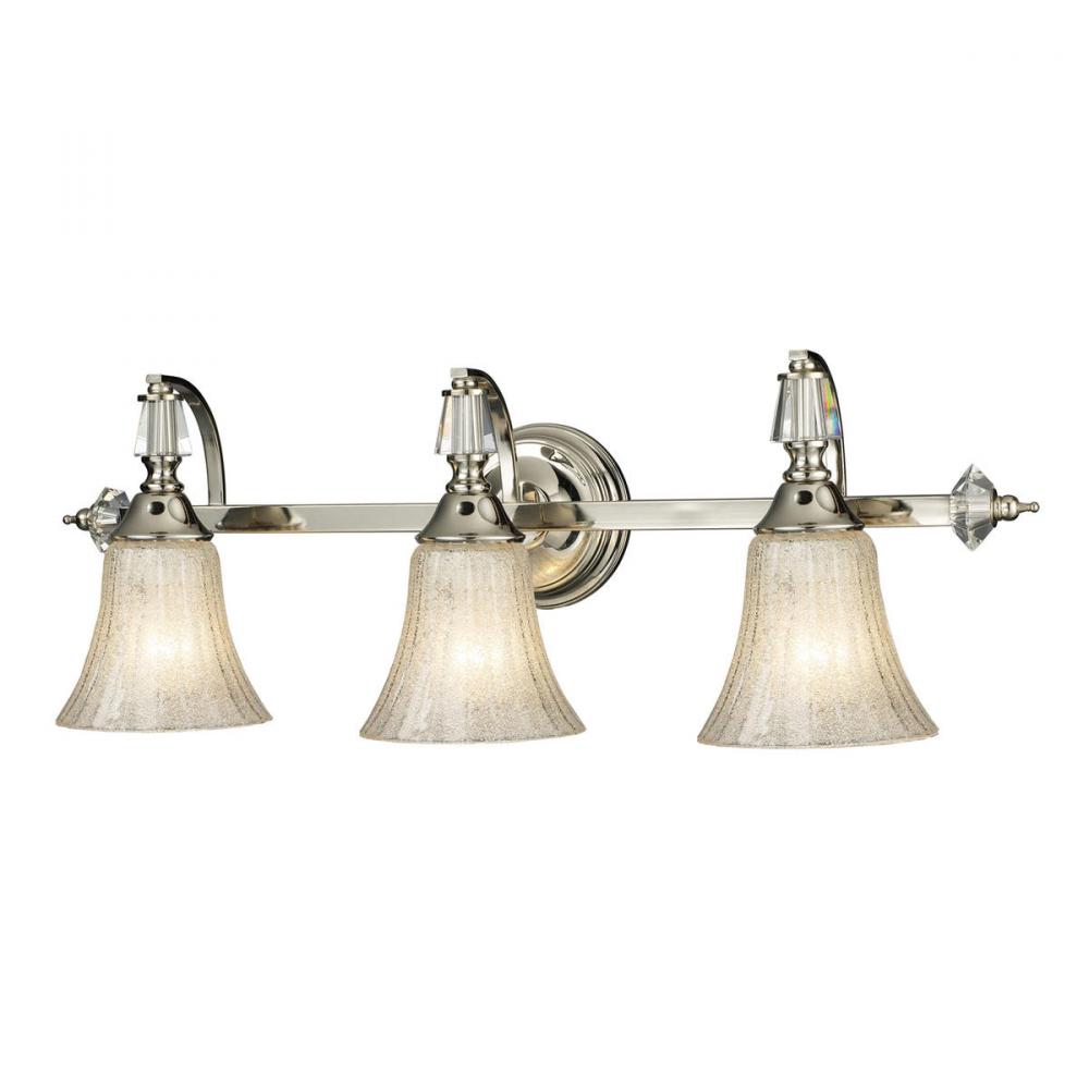 Lincoln Square 3-Light Vanity Sconce in Polished Nickel with Clear Crystal